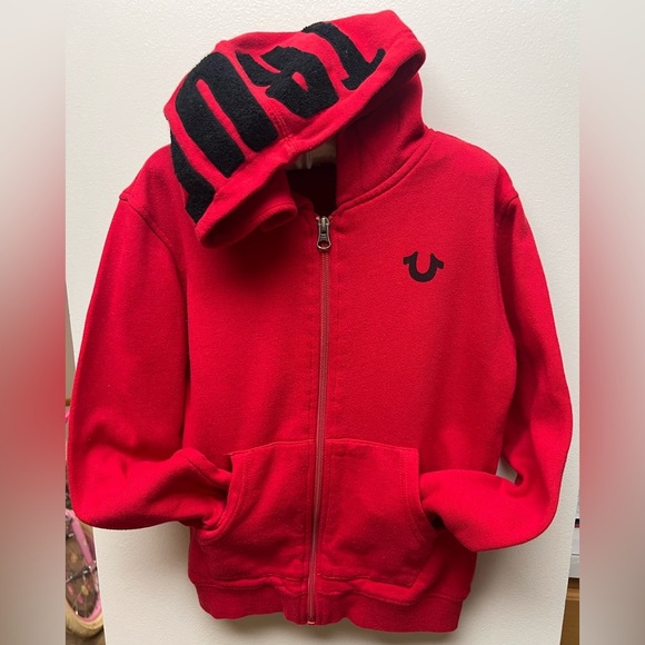 True Religion Red Kids Hoodie with Black Details - Picture 2 of 10
